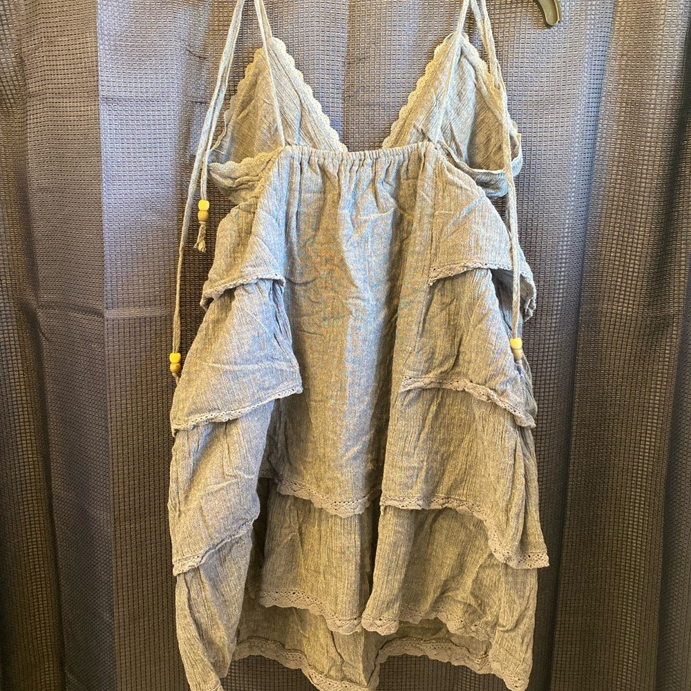 Gray Tiered Ruffle Dress - Picture 3 of 5
